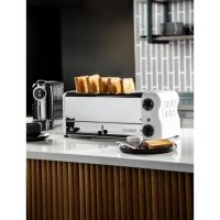 Toaster Weiß 6 Schlitze mit 2 zusätzlichen Elementen und Sandwichkäfig