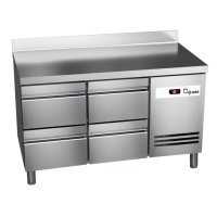 Kühltisch Ready KT2614 mit Arbeitsplatte, Aufkantung 4 halbe Schubladen