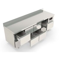 TOPLINE Kühltisch 700 / 4-fach GN1/1 mit 8 Schubladen & Aufkantung