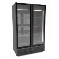 Tiefkühlschrank 2 Glastüren Schwarz 1230L