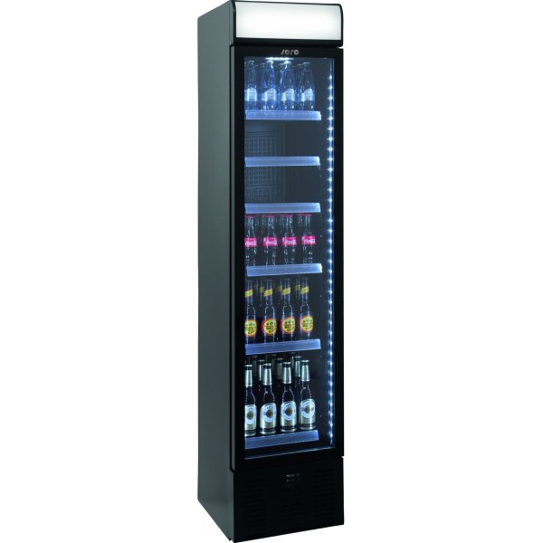 Schmaler Getränkekühlschrank DK 134 mit Werbetafel von Saro
