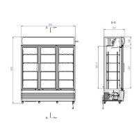 Kühlschrank mit 3 Türen und Werbetafel, 1065 Liter