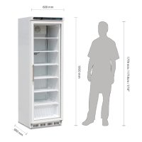 Edelstahl-Tiefkühlschrank mit 365 Liter, weiß