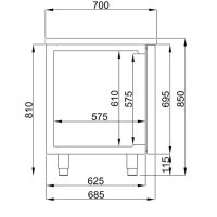 700 Kühltisch 3 Türen ,1865 x 700 x 850 mm